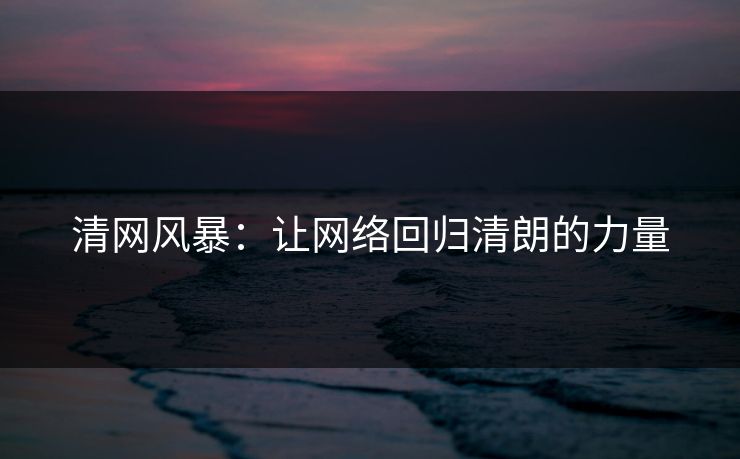 清网风暴：让网络回归清朗的力量