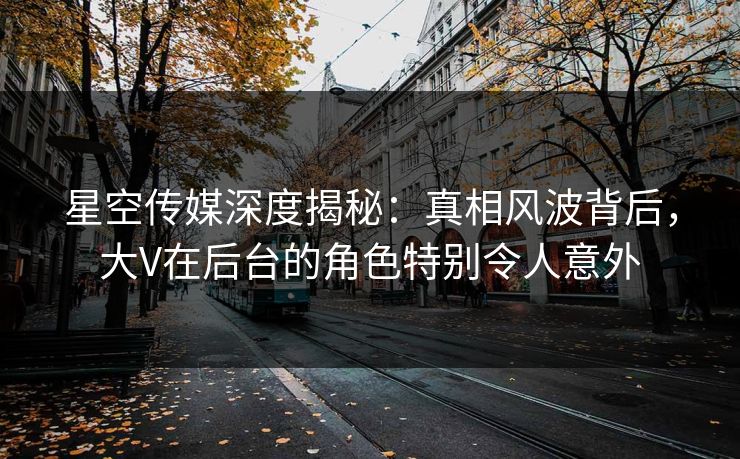 星空传媒深度揭秘：真相风波背后，大V在后台的角色特别令人意外