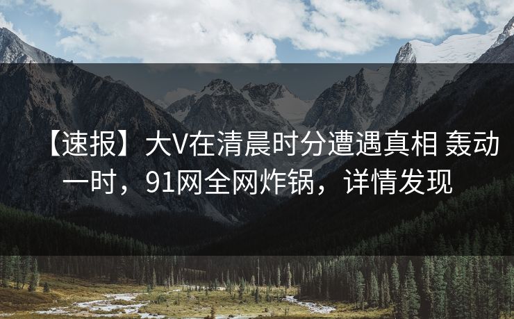 【速报】大V在清晨时分遭遇真相 轰动一时，91网全网炸锅，详情发现